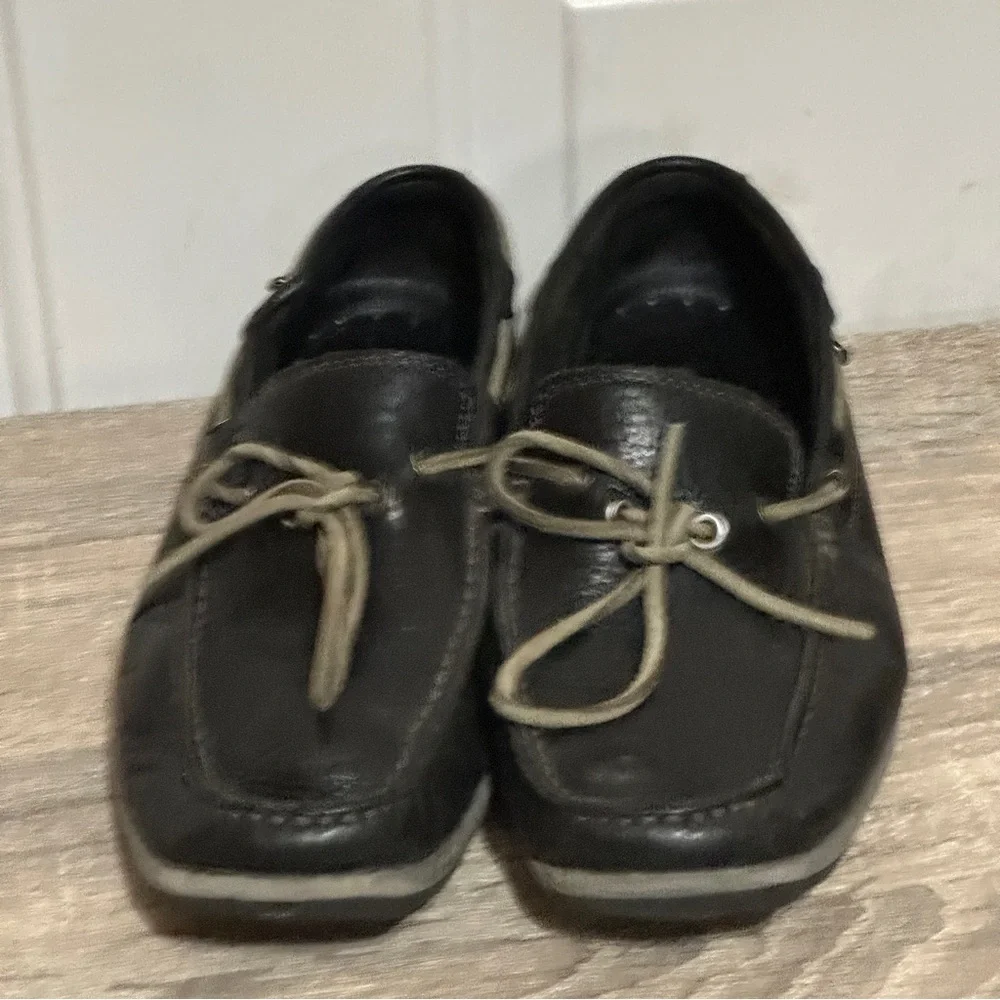 LL Bean 301043 Grand Lake Moccasins‎ One-Eye Bison Black Boat Shoes Men's 7 Wide